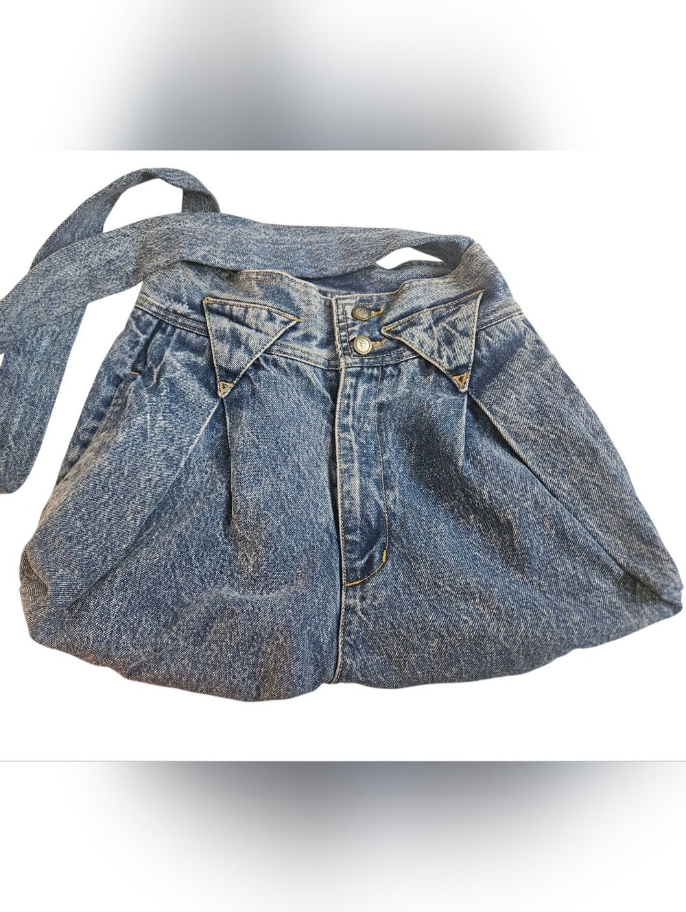 Vintage Rio Acid Wash Denim Purse Tote Bag Handmade Upcycled Reworked 80s Y2K